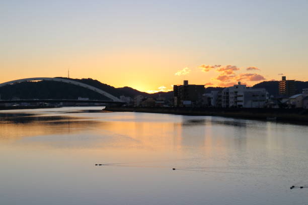 istock Kagami River,The dawn nightWinter (Kochi City, Kochi Prefecture) 1365039067