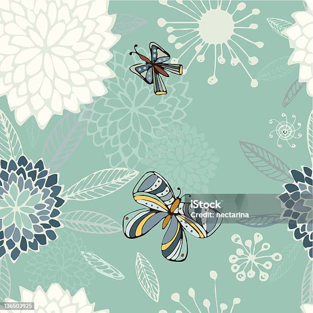 Ilustración de Patrón Sin Costuras Floral y más Vectores Libres de Derechos de Azul - Azul, Azul turquesa, Botánica