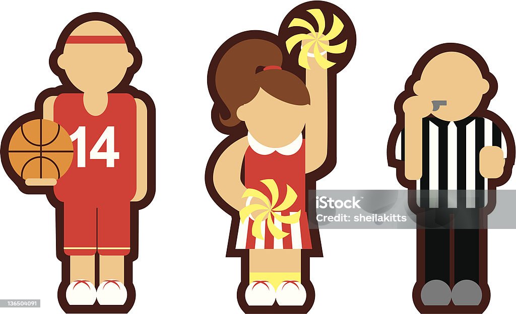 Basketball People Basketball Player, Cheerleader and Referee Basketball - Ball stock vector