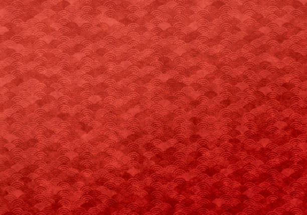 istock Red background of Japanese paper 1365044471