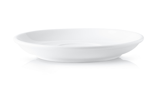 White saucer on white background