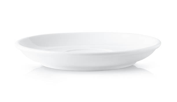 white saucer on white background - 茶碟 個照片及圖片檔