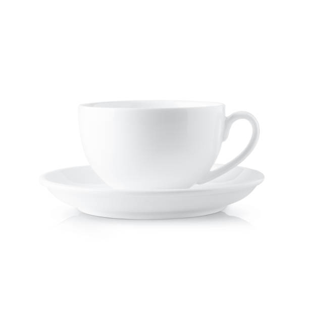 istock White coffee cup with saucer on white background 1365046068