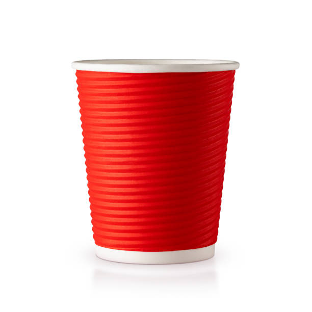istock Recycling paper red cup on white background 1365046136