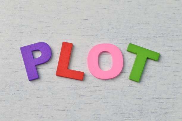 istock Colorful wooden letters with text PLOT. Top view. 1365046235