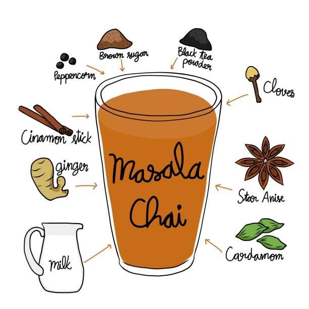 masala chai (indyjska herbata) składnik ilustracja wektorowa - cardamom indian culture food spice stock illustrations