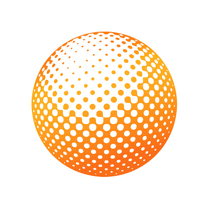 Line art vector of 3D ball with dot pattern
