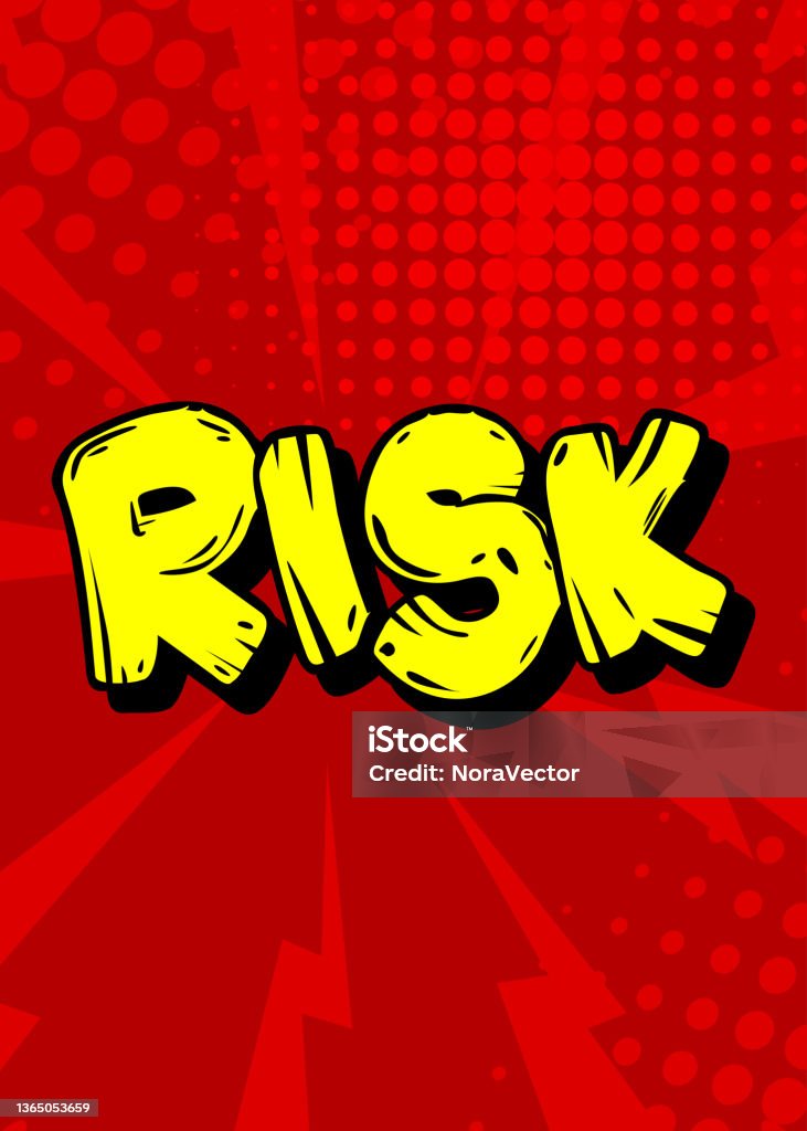 Pop Risk Risk Comic Book Word Text Retro Pop Art Style Illustration Stok Vektör ...