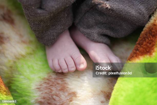 Pies De Bebé En Manta Foto de stock y más banco de imágenes de Bebé - Bebé, Dedo humano, Fotografía - Imágenes