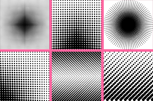 Halftone abstract black and white retro background. Abstract grunge grid polka dot halftone background pattern. Spotted black and white line illustration. Texture Circle halftone. Abstract dotted