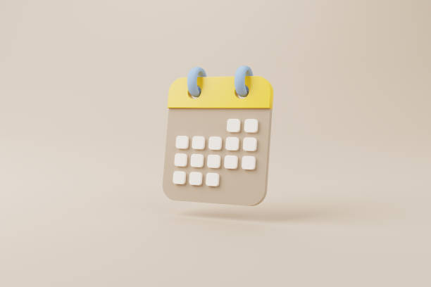 istock Calendar minimal simple design on brown background. 3d rendering illustration 1365061160