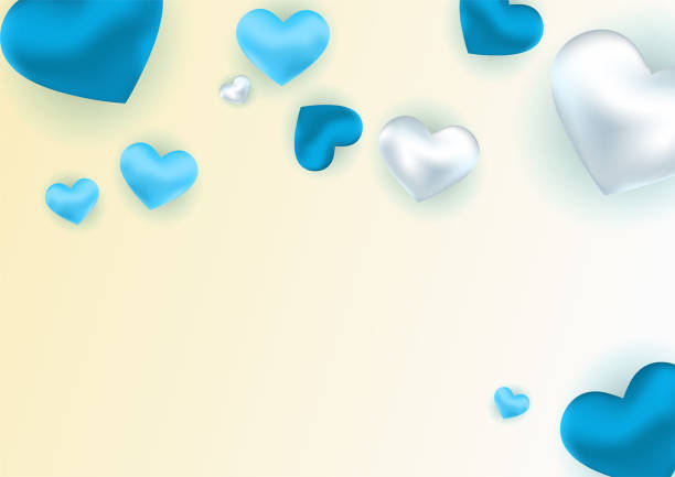 istock Blue banner poster background with valentines hearts. Valentines greeting banner. Horizontal holiday background, headers, posters, cards, website. Vector illustration 1365070461