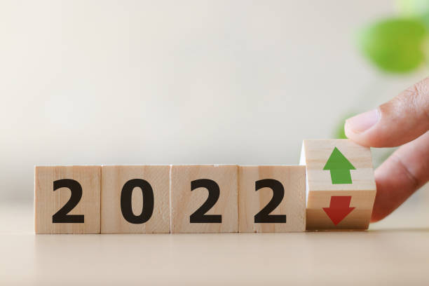 istock 2022 change concept. Arrow sign and growth target. 1365073621