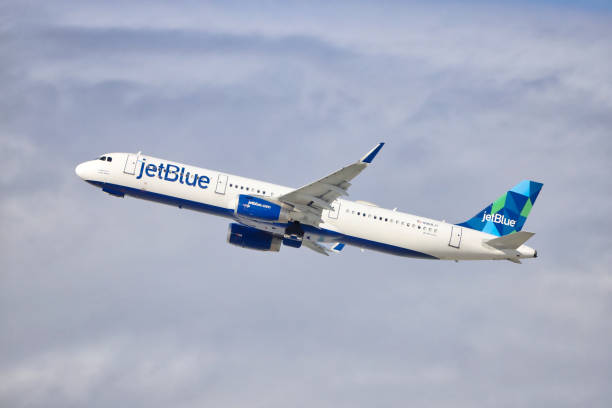 jetBlue Airbus A321 Aircraft, Los Angeles International Airport (LAX) stock photo