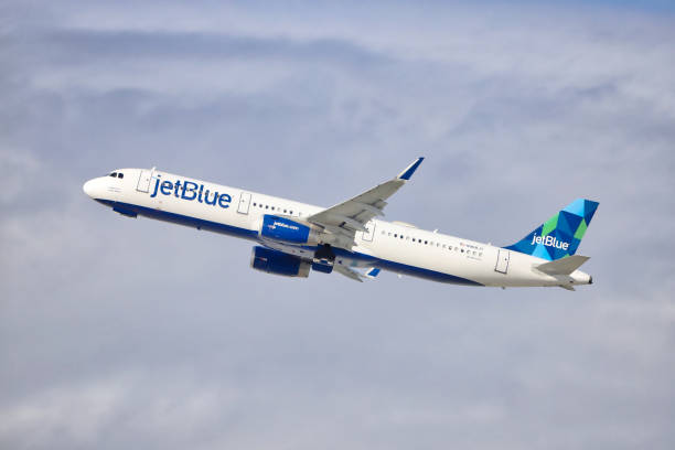 jetBlue Airbus A321 Aircraft, Los Angeles International Airport (LAX) Los Angeles, CA, USA - January 16, 2022: jetBlue Airbus A321 Aircraft, Los Angeles International Airport (LAX). airbus a321 stock pictures, royalty-free photos & images