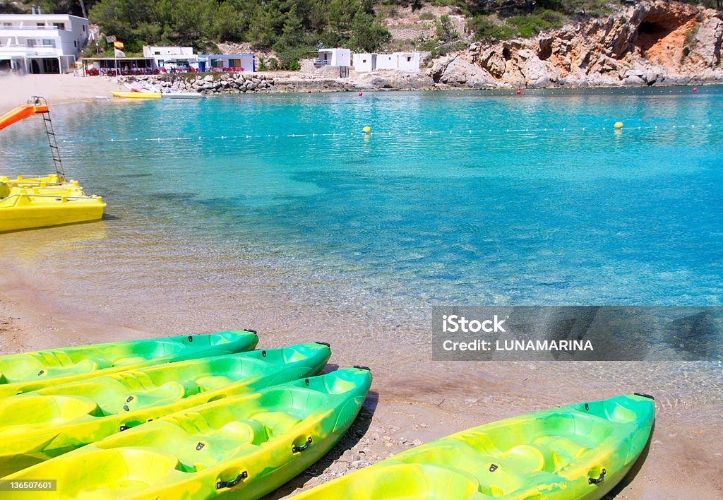 Ibiza Port de Sant Miquel San Miguel beach Ibiza Port de San Miquel San Miguel beach with turquoise water Kayak Stock Photo