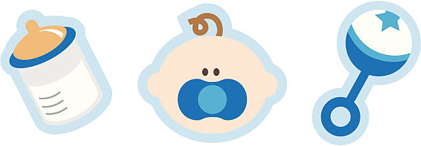 ikon bayi laki-laki - baby rattle ilustrasi stok
