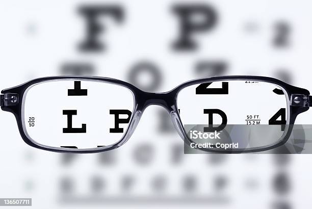 Eyeglasses And Eye Chart Stock Photo - Download Image Now - Eyeglasses, Eye Chart, Focus - Concept