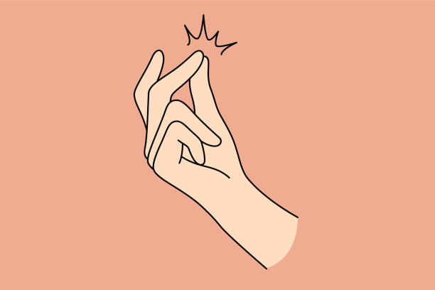 Hand and sign language concept Hand and sign language concept. Human hand making snap of fingers over pastel background vector illustration hand snapping fingers stock illustrations