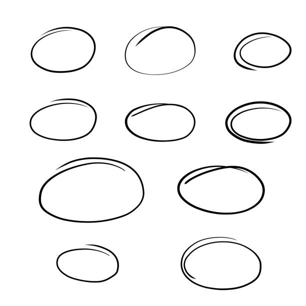 Highlight oval scrawl frames. Hand drawn scribble doodle underscore circle set. Ovals and ellipses line template. Stock vector illustration isolated on white background. Highlight oval scrawl frames. Hand drawn scribble doodle underscore circle set. Ovals and ellipses line template. Stock vector illustration isolated on white background. in a row single line symbol underline stock illustrations