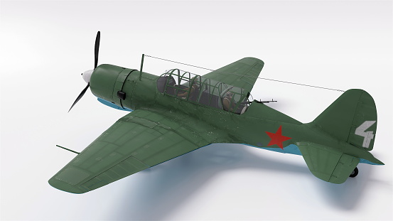 3d Illustration. Sukhoi Su-2 soviet light bomber
