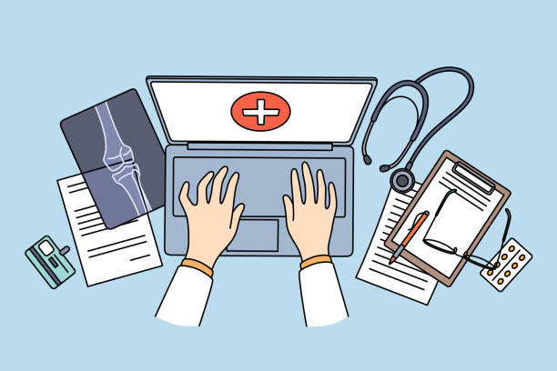 Online healthcare and telemedicine concept vector art illustration