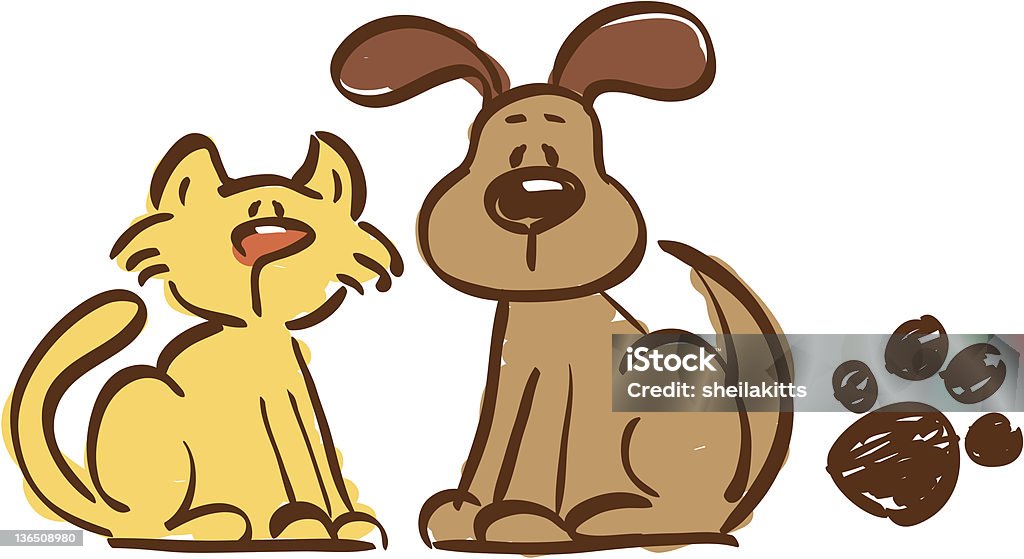 Cat and Dog Whimsical style cat and dog illustration Dog stock vector
