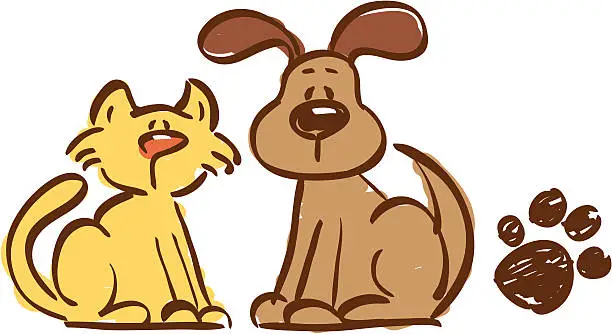 Vector illustration of Cat and Dog