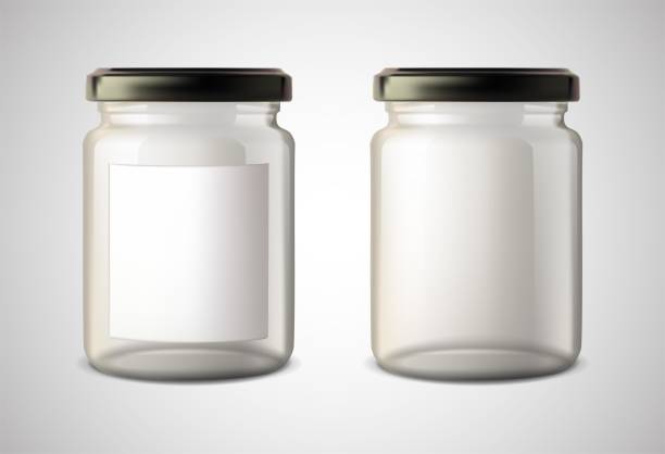 ilustrações de stock, clip art, desenhos animados e ícones de vector icon. glass jar with and without label. transparent can with plastic lid. empty, transparent bottle. - can disposable cup blank container