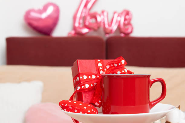 Mock up red cup for text or pattern for Valentine's Day decoration
