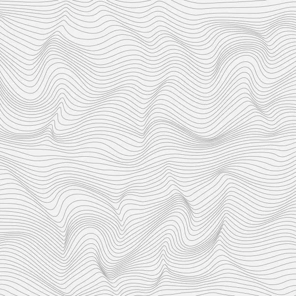 Vector illustration of Relief black and white background with optical illusion of distortion.