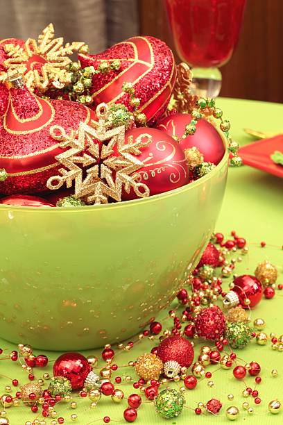 istock Red Christmas Balls on Lime Green 136509861