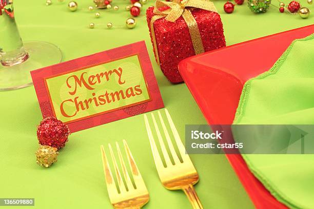 Lime Verde E Rosso Natale Tabella - Fotografie stock e altre immagini di Natale - Natale, Tovaglia, Ambientazione