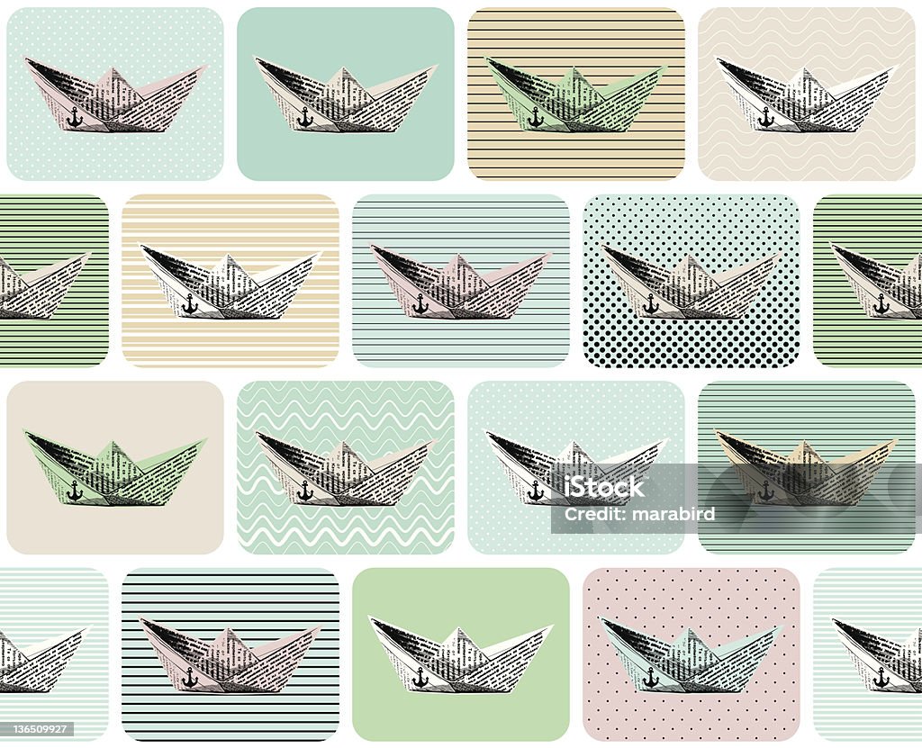 Seamless pattern of Рaper Boats Vector illustration. Seamless background. Floating On Water stock vector