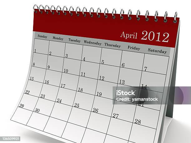 Kalender April 2012 Stockfoto und mehr Bilder von 2012 - 2012, April, Bildkomposition und Technik