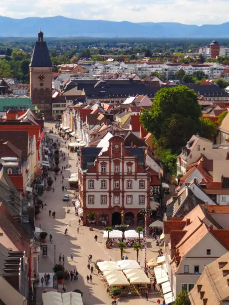 Aerial View of the German old town, Speyer, famous of the UNESCO-listed Speyer Cathedral