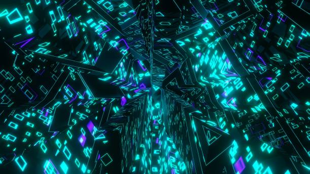 istock 3D Render. Abstract futuristic geometric shapes background 1365103824