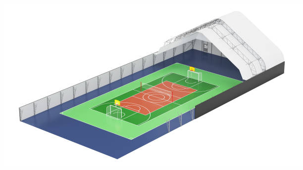 istock Sectional tent structure of the gym. 3D rendering. 1365103870
