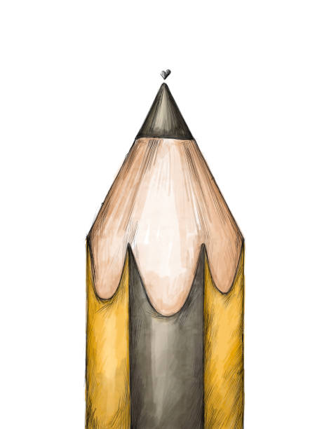 小さな心を持つ大きな鉛筆のクローズアップ - pencil man made graphite writing点のイラスト素材／クリップアート素��材／マンガ素材／アイコン素材
