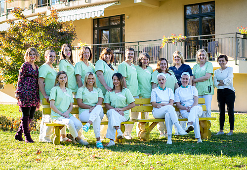 Nursing female team together portrait out side . high quality photo