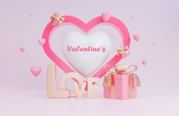 istock Happy valentine's day paper style with hearts 3d objects on pink background.,3d model and illustration. 1365106559