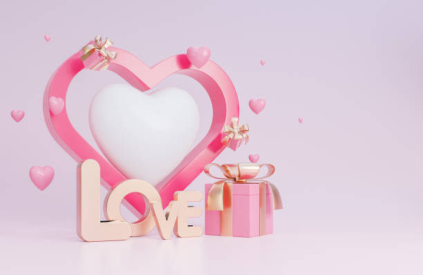 istock Happy valentine's day paper style with hearts 3d objects on pink background.,3d model and illustration. 1365106560