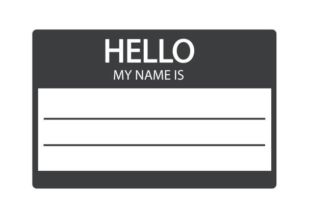 Hello, my name is introduction flat label vector art illustration