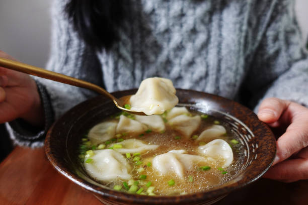 homemade dumpling with broth