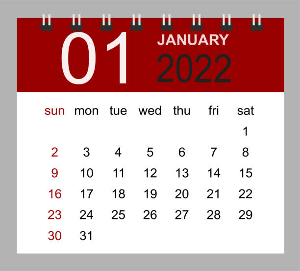 istock January 2022. Vector monthly calendar template 2022 year in simple style for template design. 1365112888