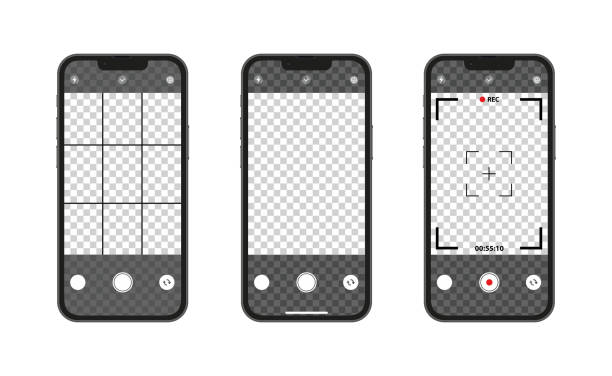 Mobile phones camera interface, vector illustration Mobile phones camera interface in vector format selfie borders stock illustrations