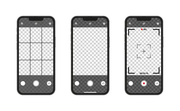 Vector illustration of Mobile phones camera interface, vector illustration