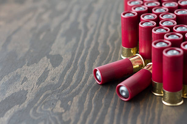 istock Several shotgun shells standing up and tipped over (right oriented) 136511360