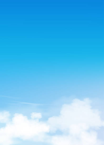 illustrazioni stock, clip art, cartoni animati e icone di tendenza di cielo blu con lo sfondo delle nuvole di altostrato, cielo del fumetto vettoriale con le nuvole dei cirri, concetto tutto banner verticale stagionale in primavera giorno di sole ed estate al mattino.3dvector illustrazione della natura - sky