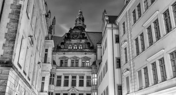 black and white photography. Dresden in Germany. architecture of the reconstructed old city.